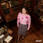 Pink Dot Jacquard Crewneck Women's Sweater - Image 3