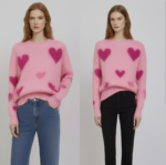 Pink Dot Jacquard Crewneck Women's Sweater - Image 5