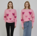 Pink Dot Jacquard Crewneck Women's Sweater - Image 4